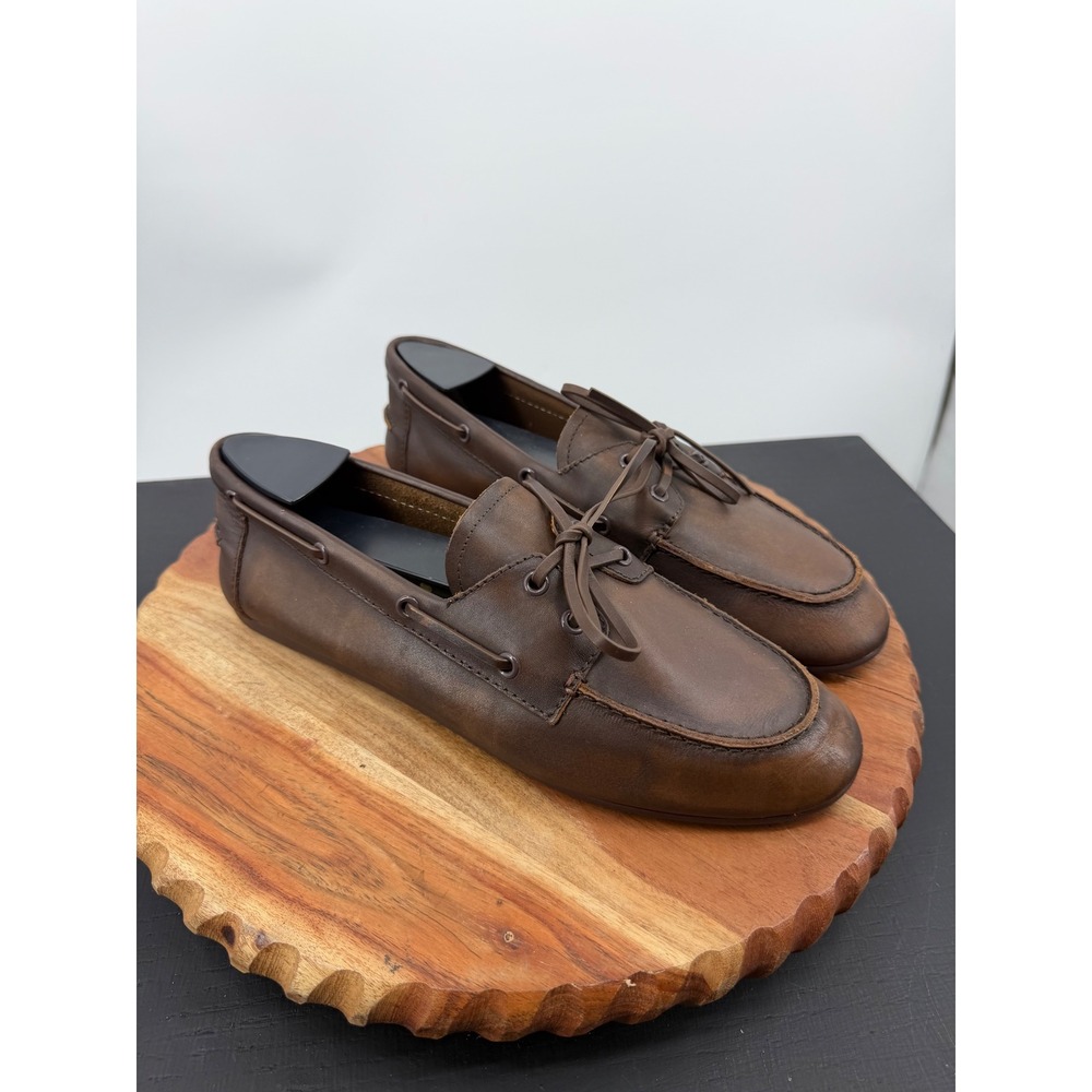 Steve Madden SAG Boat Shoe Women 10 Brown Leather Lace Up Moccasin Loafer